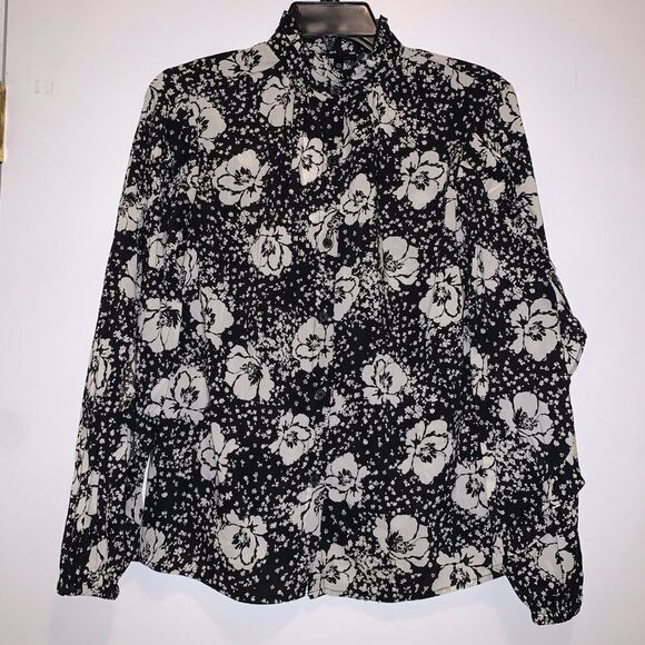 😊3/$30 NWT WHO WHAT WEAR lightweight Floral Print Balloon Long Sleeve Top Sz XS - Picture 13 of 15